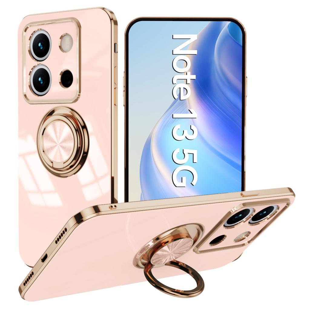 For Xiaomi Redmi Note 13 5G Case Precise Cutouts 6D Electroplating TPU Phone Cover with Ring Holder