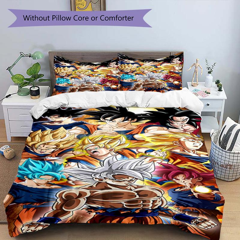 Set copripiumino 3 pezzi (1*Copripiumino + 2*Federe, Senza Nucleo), Set Biancheria da Letto con Stampa DRAGON BALL, Decorazione Camera da Letto, Stagione Unica, Regalo di Compleanno