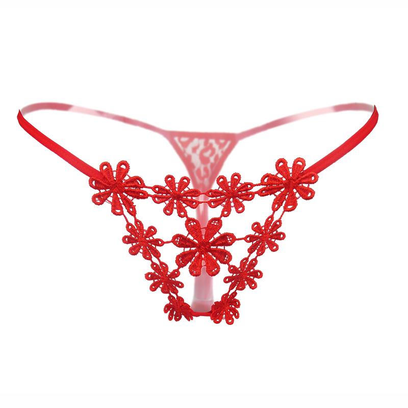 Damen-String mit Stickerei, ausgehöhlter Tanga, sexy Höschen mit niedriger Taille, 65