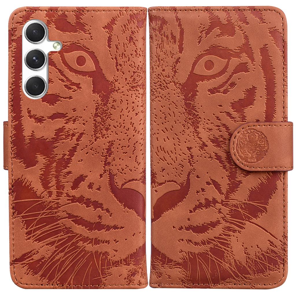 For Samsung Galaxy S25 Case Tiger Imprint Leather Wallet Phone Cover
