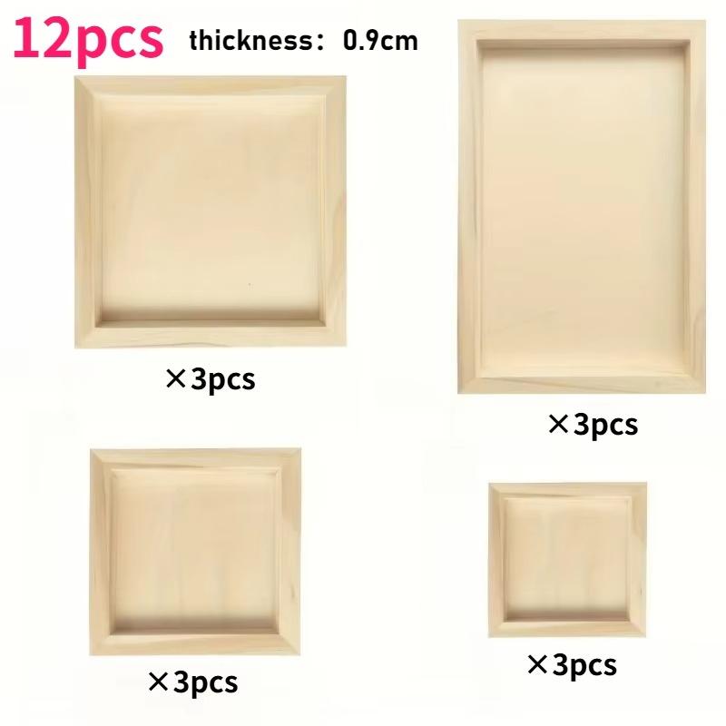 

12pcs Wooden Canvas Boards Set Square Unfinished Wood Panels Art Boards for DIY Painting Crafts Staining Art Projects with Oil