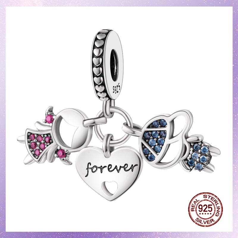 Purple Charms Copper Fit Original Pendant Bracelet Butterfly Glass Heart Feather Clip Charm Dangle Luminous Bead Diy Jewelry