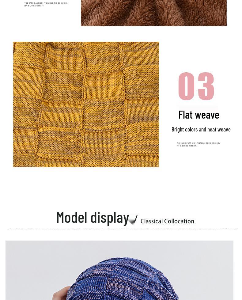 9875 Autumn/Winter Fleece-Lined Multi-Color Wool Knit Pullover Hat - Cozy Fashion for Women