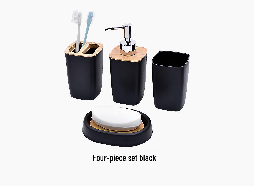 Badezimmerzubehör-Set: Lotionflasche, Tablett, Mülleimer, Toilettenbürste, Verzierungen