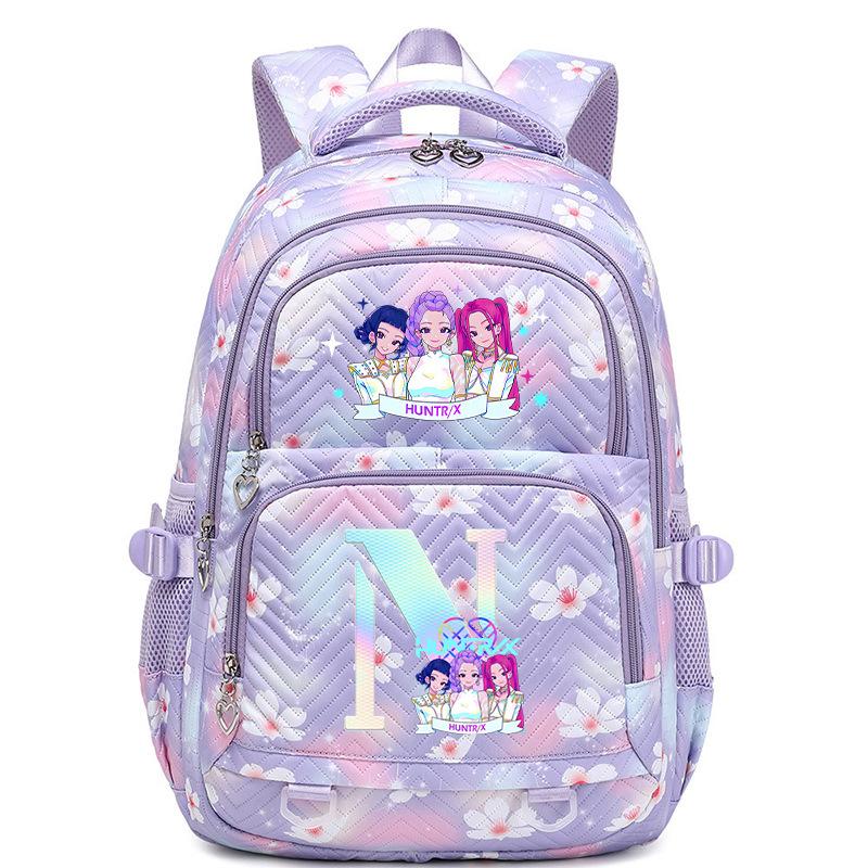 Anime Cartoon 26 Letter Print Backpack Campus Fashion Student Bag Large Capacity