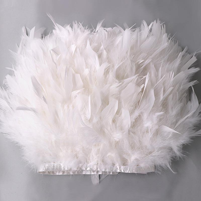 96cm Natural Leather Pink Color Turkey Feather Trims Ribbon Wedding Dress Decoration Sewing Crafts