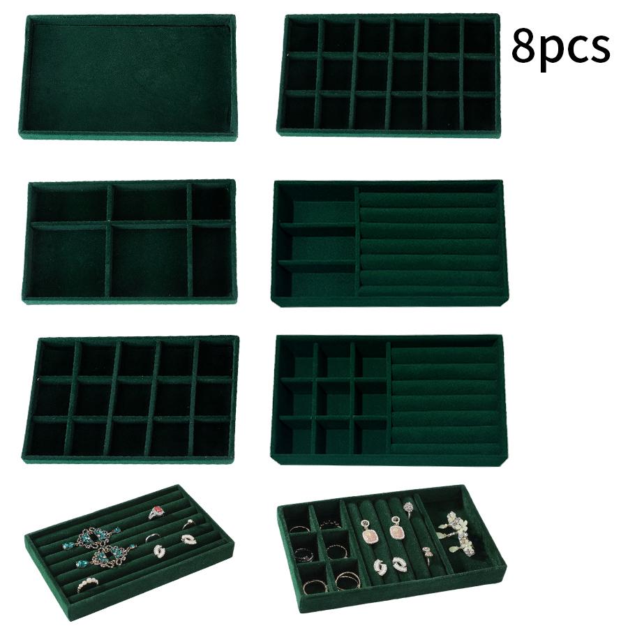 1 zestaw, (w tym 8 szt.) flokowane pudełko na biżuterię tacka na biżuterię