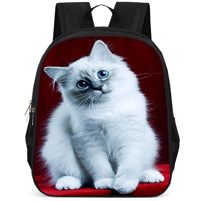 Adorable Cat 15-inch Large Capacity School Backpack Lightweight Oxford Fabric