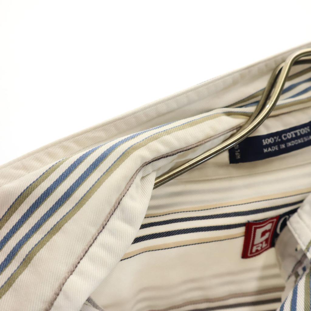 CHAPS RALPH LAUREN Striped Pattern Short Sleeve Button Down Shirt L White Men's Used