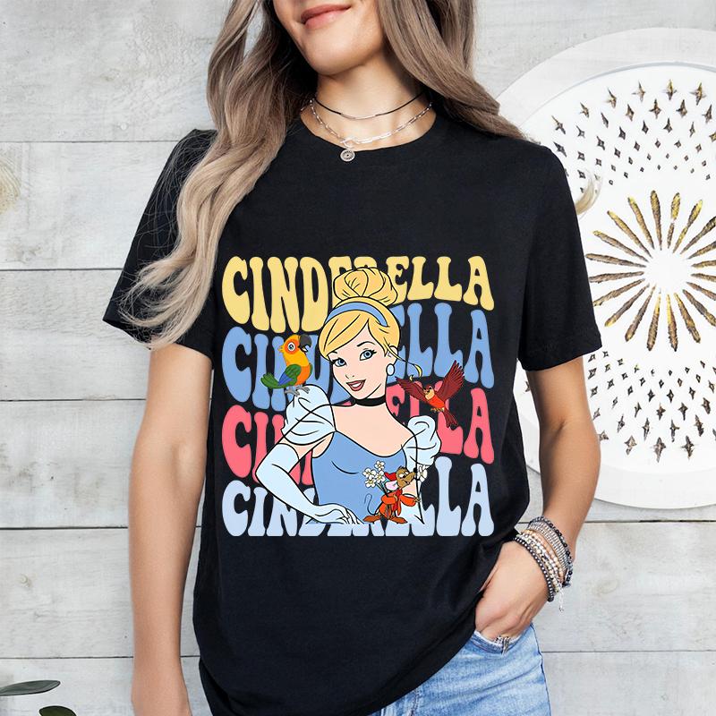 Beauty Princess Cinderella Printed Womens Summer TShirt Pure Cotton Short Sleeve Casual Top Fashion Womens Clothing