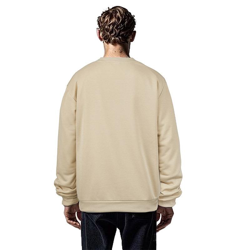 Round Neck Sweatshirt for Men 2025 Autumn New Loose Solid Color Knitted Long-sleeved Versatile Pullover
