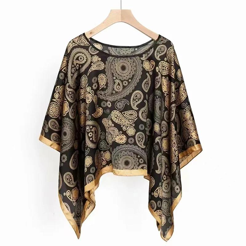 2025 Shawls Summer Beach Sexy Women Fashion Print Chiffon Smock Bikini Cover Up Loose Blouse Sunscreen Comfortable Poncho Hot