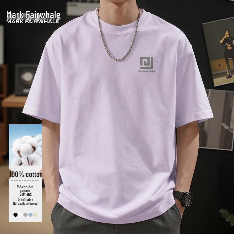 Mark Fairwhale Men s Premium Cotton Loose Fit Short-Sleeve T-Shirt S светло-фиолетовый