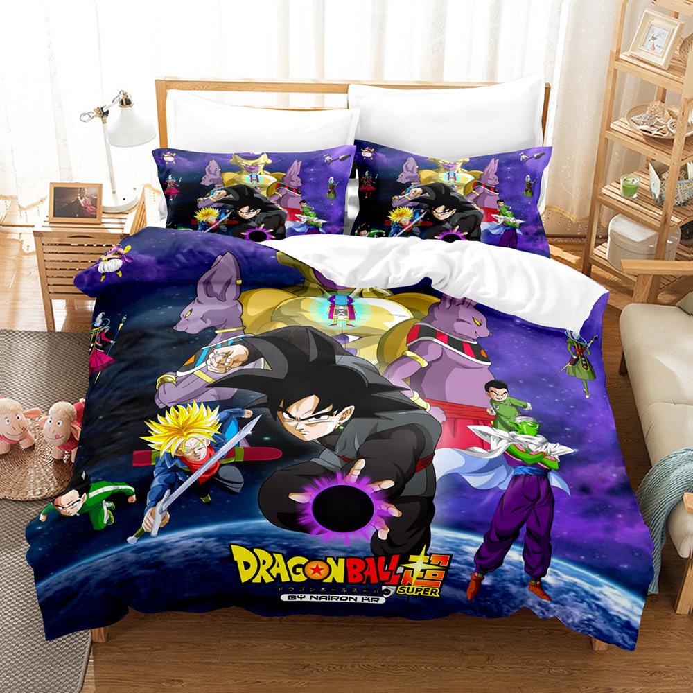 3D Digital Printing Three-Piece Set, Animation Monkey King Series, Quilt Cover, Pillowcase, Bed Sheet