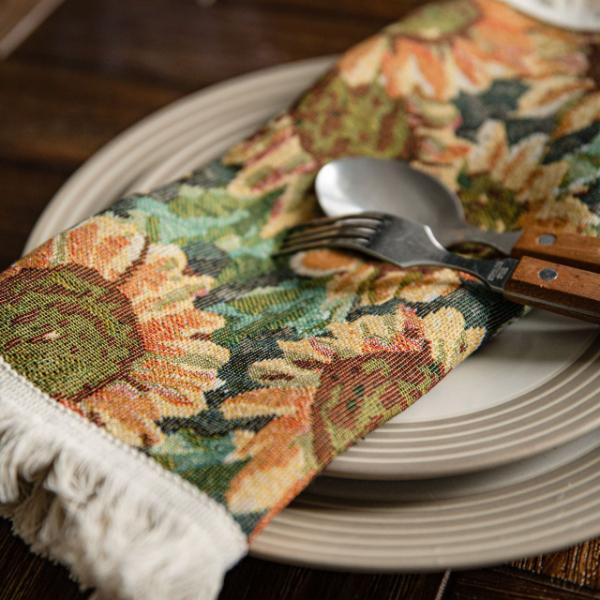 Table Flag Jacquard Sunflower American Tassel Party Decoration American Decoration Porch Cover 9 Styles