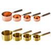 4Pcs Gold Plated Stainless Steel Measuring Cup Measuring Spoon Set Acacia Wood Handle Measuring Spoon Tool Kitchen Baking Tools