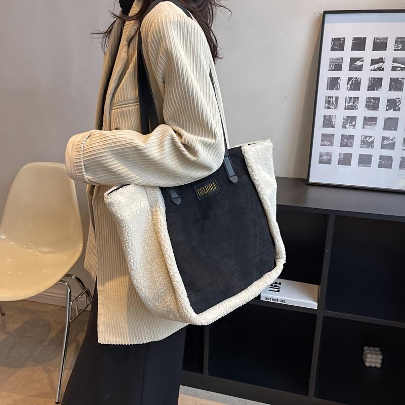Women's Vintage Lambswool Fluffy Bag Frosted Shoulder Bag Suitable For Commuting Study Work Casual