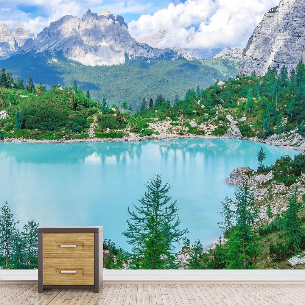 Green Forest Murals Mountain Lake Natural Landscape WallpapersBedroom Home Decor