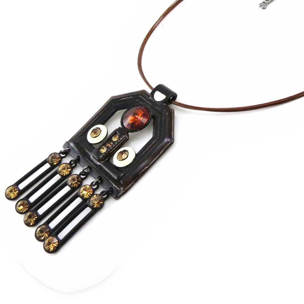 Les Trésors De Lily [J2807] - Designer Necklace 'Anamaya' Black Amber