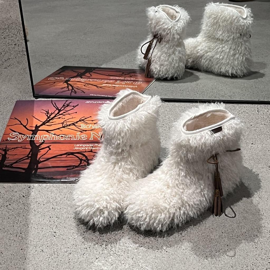 Women's Large Size Soft Sole Winter Warm Fur One Snow Boots Padded Lined Ankle Boots Anti-slip Hiking Casual Sports Cotton Boots Plush Cotton Shoes