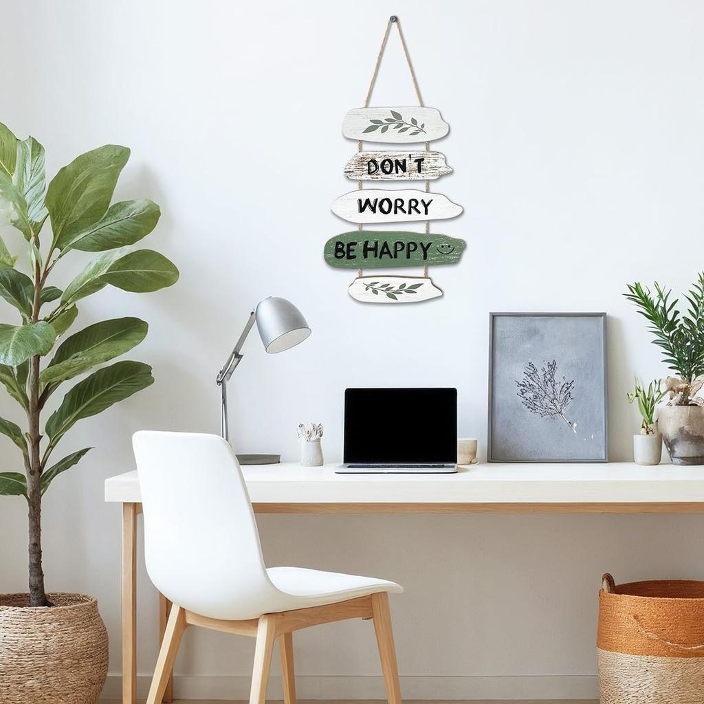 Inspirational Quote Hanging Sign Dont Worry Be Happy House Wall Decor