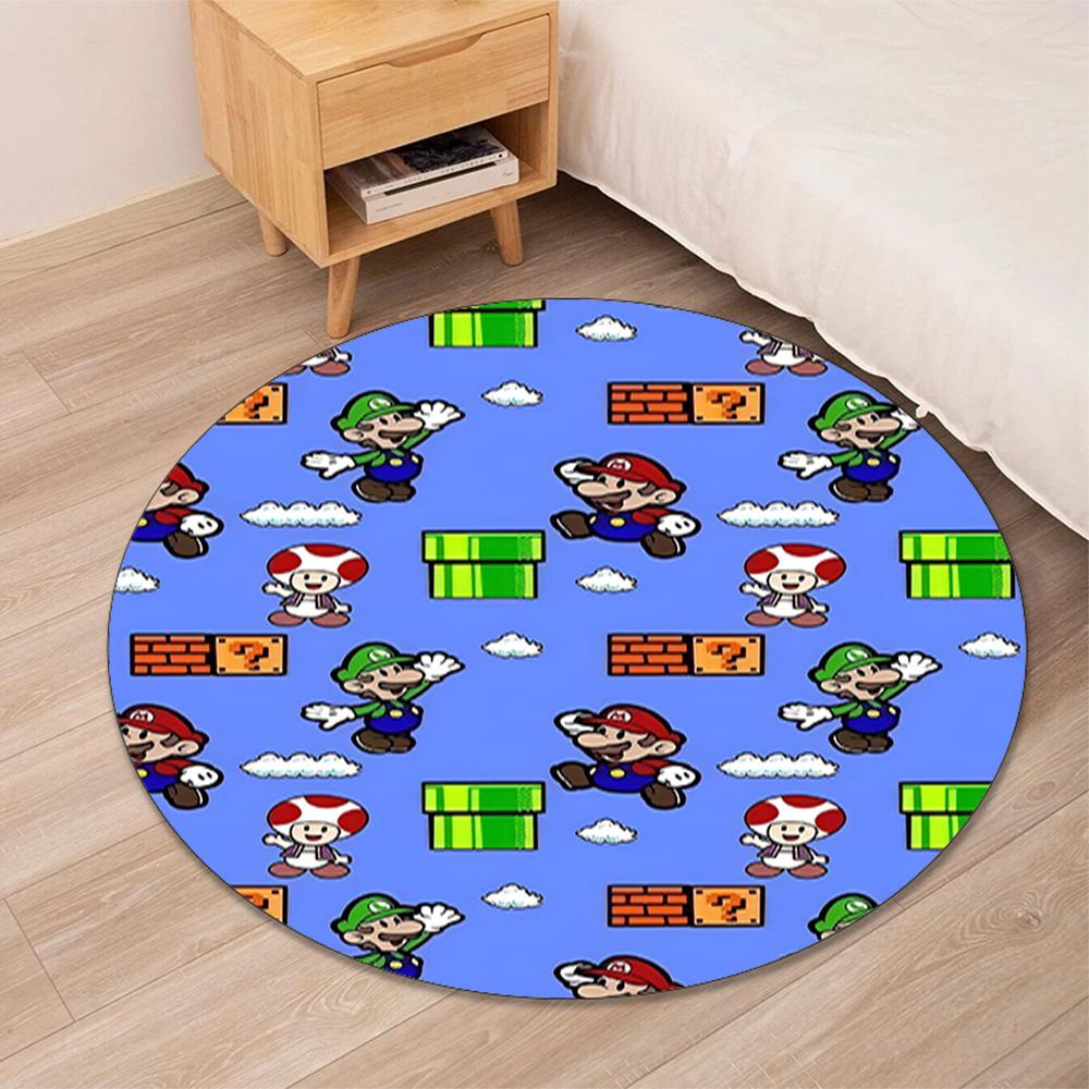 Mario Printed Round Rug Carpet Chair Rug Area Rug Entryway Doormats,for Office Chair Living Room Bedroom Kitchen Room.