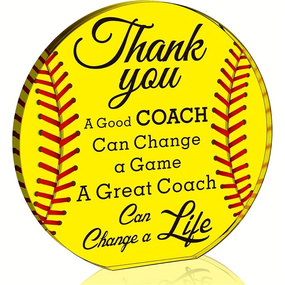 Coach Appreciation] Acrylic Baseball Coach Appreciation Plaque -  Thank You Coach  with Inspirational Quote, Red Stitch Design, Perfect for Office 10*10cm