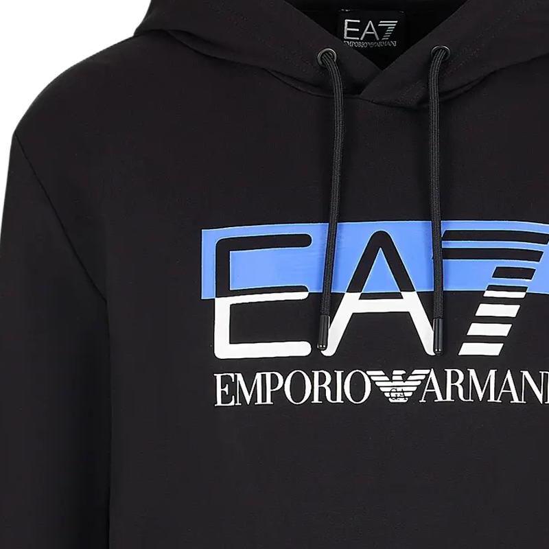Emporio Armani EA7 Color Block Logo Print Casual Hoodie Men Hoodies Black 6RPM62-PJ05Z-1200