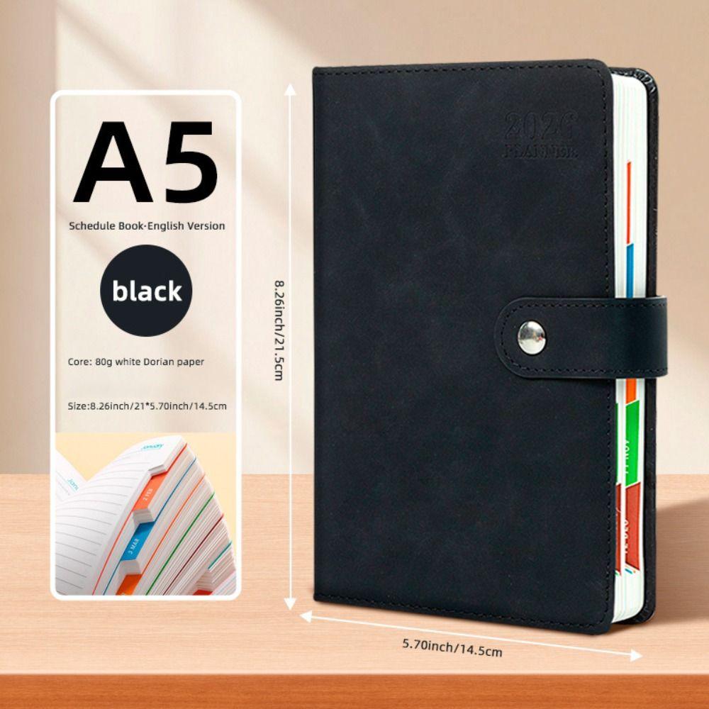Wear-resistant A5 Agenda Planning Notebook 12 Months To-do List Notebook  Office Supplies