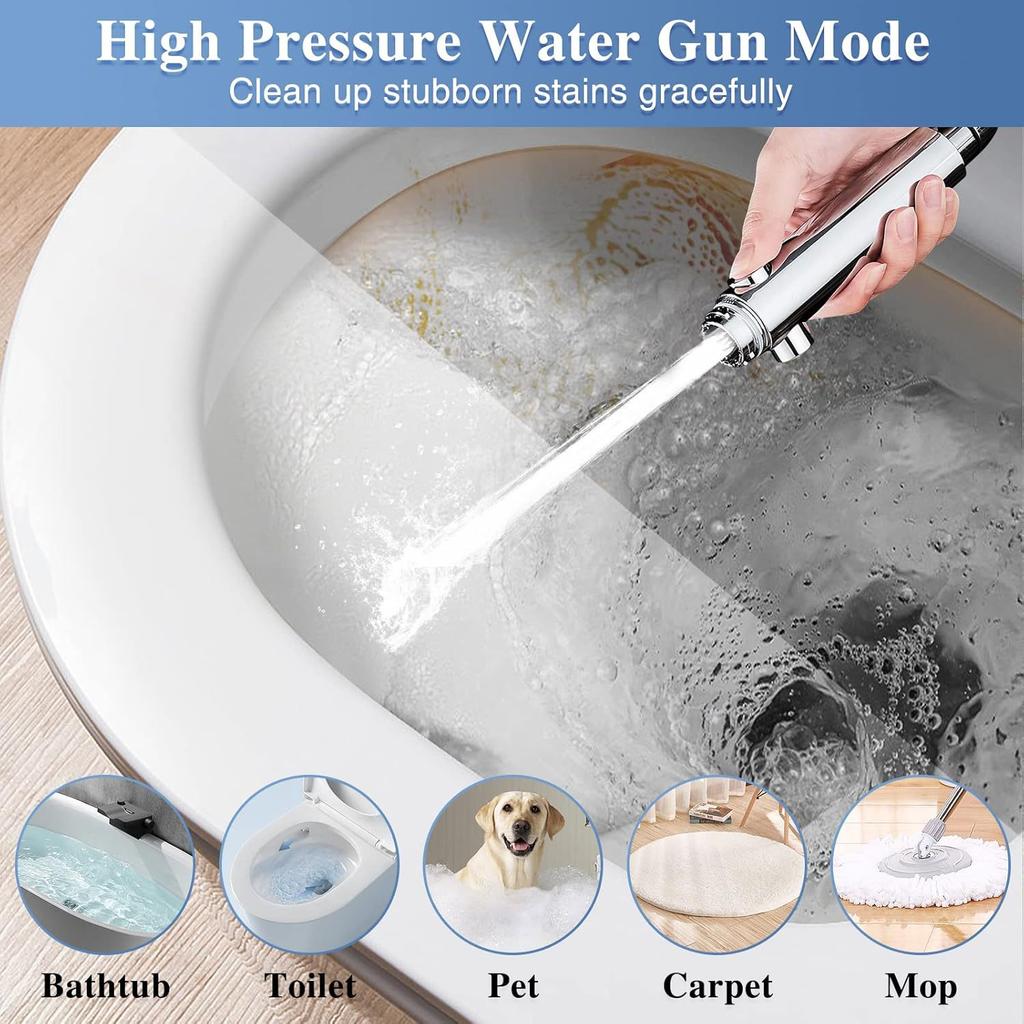 High Pressure Handheld Shower Head with Stainless Steel Hose Adjustable Bracket, 4 Modes Showerhead with ON/OFF Switch