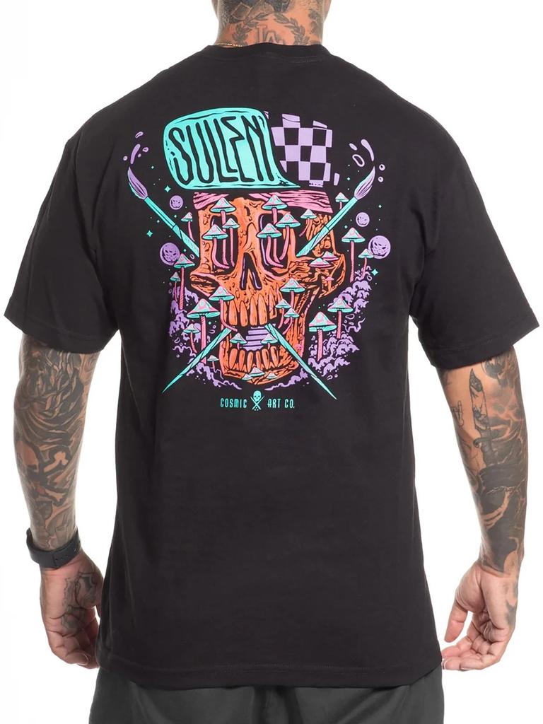 Sullen Men's Cosmic Short Sleeve Standard T-shirt 90s Vibe Tattoo Skull Tee