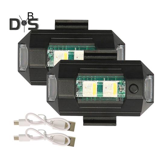 2 Stück LED-Blitzlichter für Drohnen, 7 Farben, wiederaufladbar über USB, Warnlicht für Flugzeuge, Reiten, fliegende Antikollisions-Rücklichter für Flugzeuge und Motorräder
