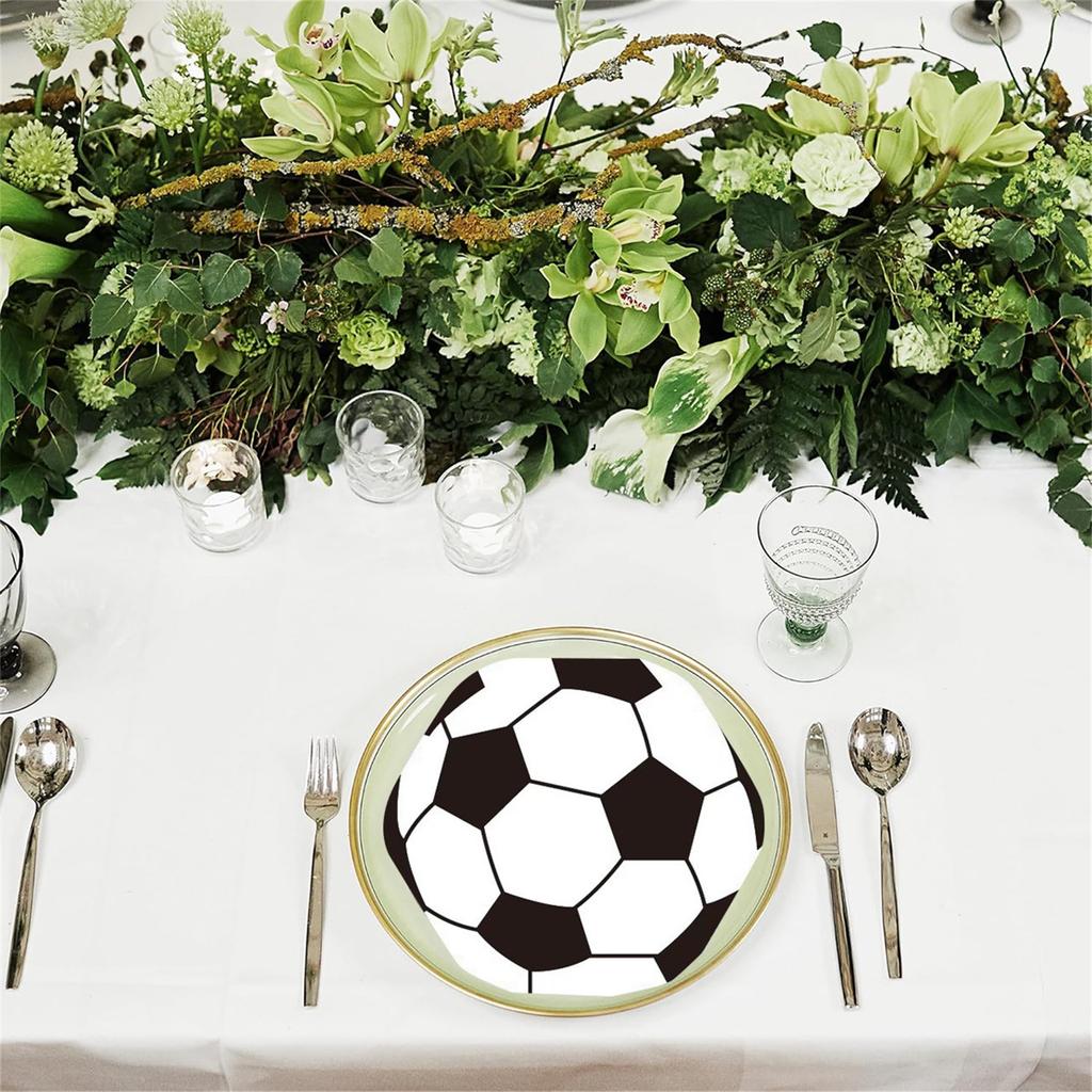 20PCS Soccer Ball Shaped Paper Napkins Party Supplies Disposable Tableware for Sports Events and Themed Celebrations