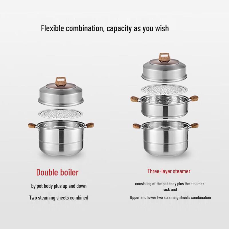Shangheng 3-lagiger 30 cm Edelstahl-Dampfkochtopf