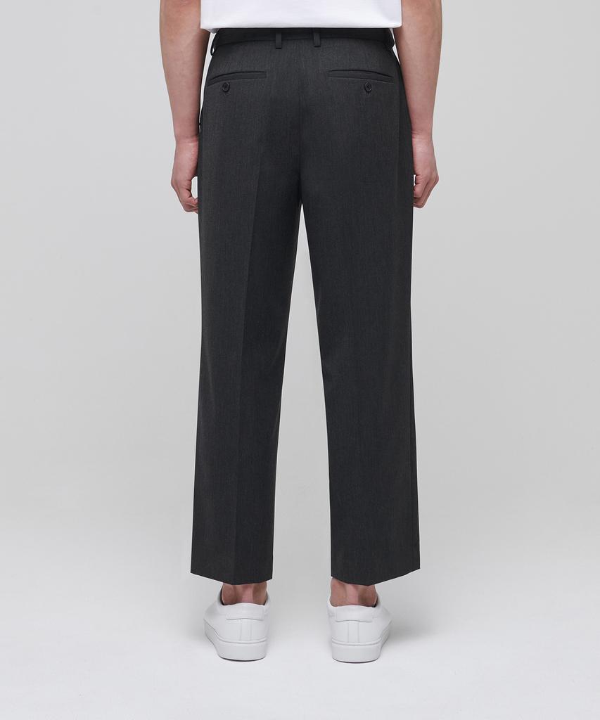 Musinsa Standard Lightweight Wide Hidden Banding Crop Slacks [Charcoal Gray]