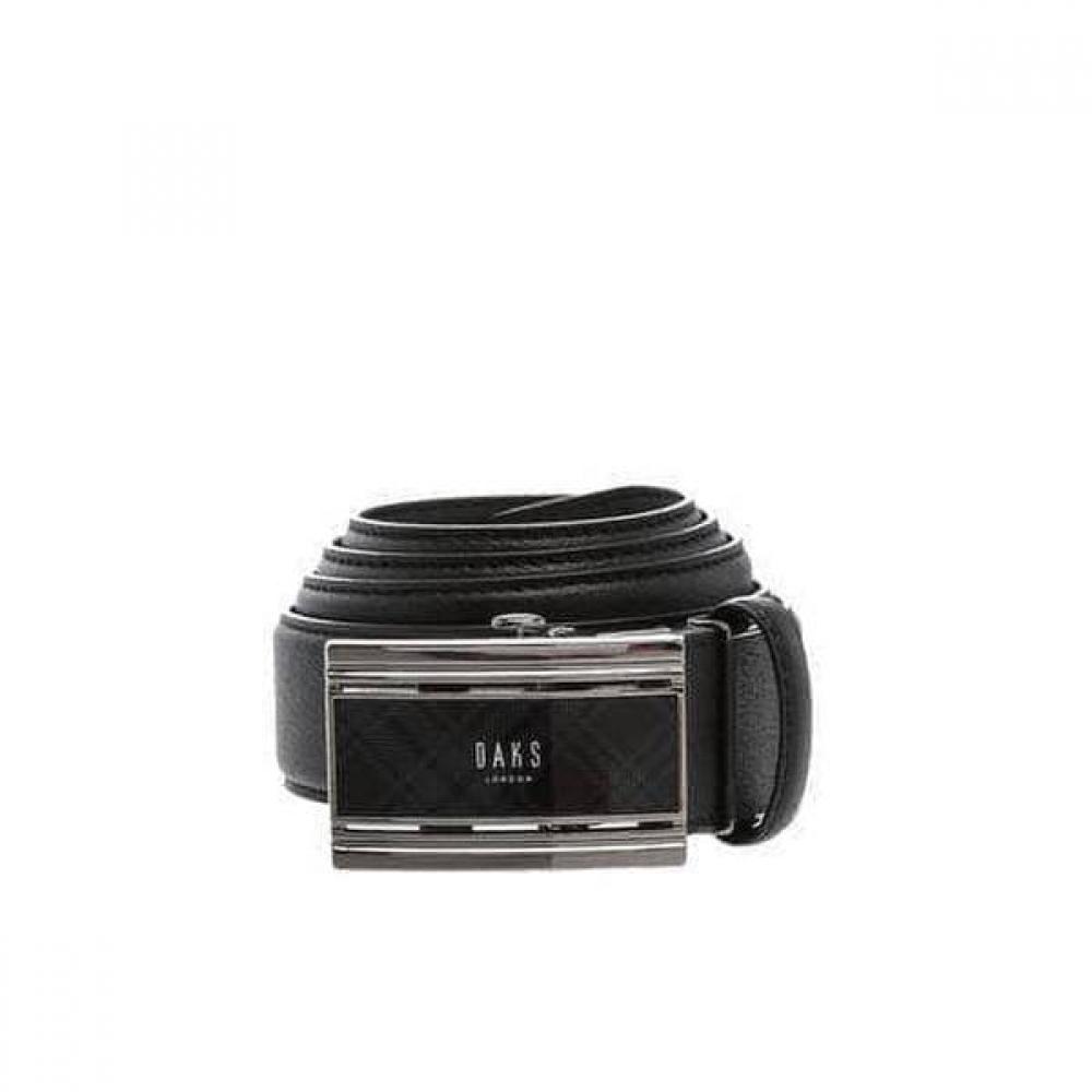 Daks Black Check Pattern Crystal Buckle Leather Automatic Belt Dbbe6e784bk