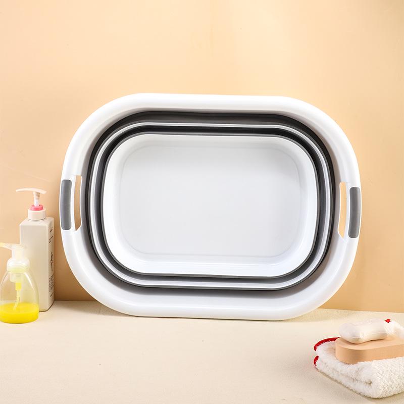 Collapsible Plastic Laundry & Pet Bath Basin with Storage