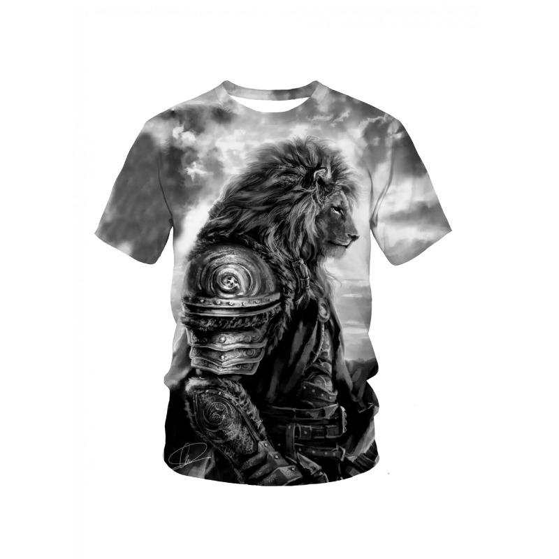 Men'S 3D Cyber Samurai Girl Themed Print T - Shirtsoft Polyester Fabric Summer Round Neck T-Shirt Regular