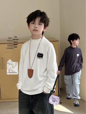 Boys' 2025 Winter Fleece Sweatshirt - New Thickened Base Layer for Kids