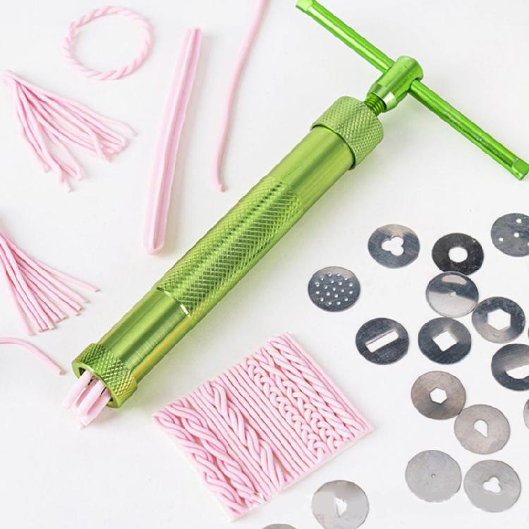 Clay Extruder with 20 Tips Sugar Pastes Extruder Clay Cutter Fondant Press Cake Decorating Tool Set Rotary Mold Tool Set
