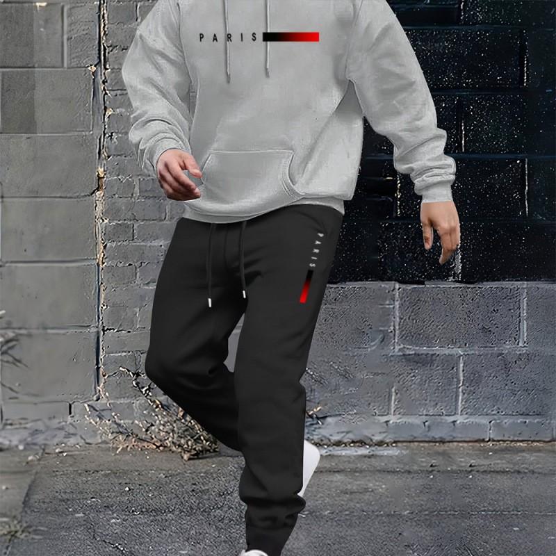 Mens Hooded Oversized Cotton Blend Sweatshirt Set Long Sleeve Top Pants Casual Sportwear