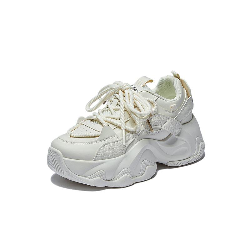 White Women Sneakers Chunky Woman Shoes for Women 2025 Four Season Design Platform Shoes Trend Pu Leather Patchwork Shoes Woman