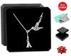 Women's Silver Chain Necklace With Hummingbird Pendant + Letter *To Choose*