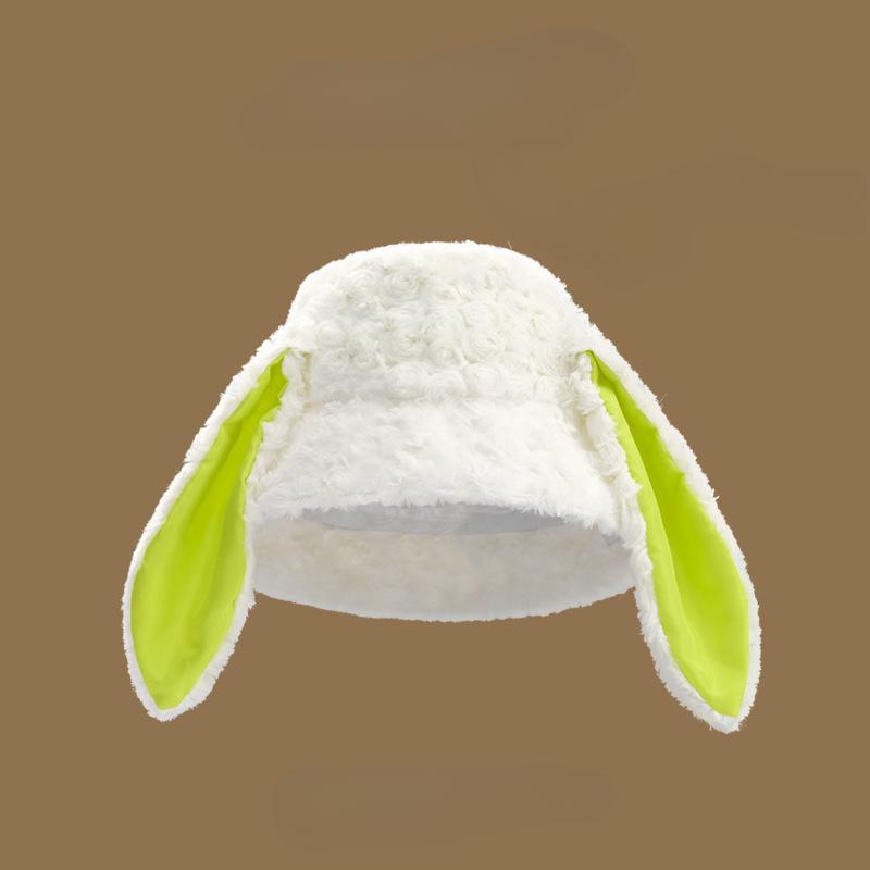 Sorgfältig ausgewählte koreanische Version von niedlichen und süßen Hasenhüten, um warm zu halten und gehorsame Hasenohren, lange Ohren, Plüsch-Fischerhüte, Damen-Becken