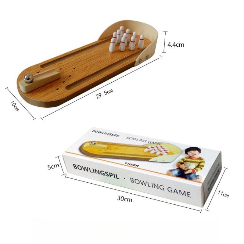 Mini Bowling Board Game - Wooden Educational Toy for Kids - Innovative Solid Wood Family Fun Rolling Ball Game