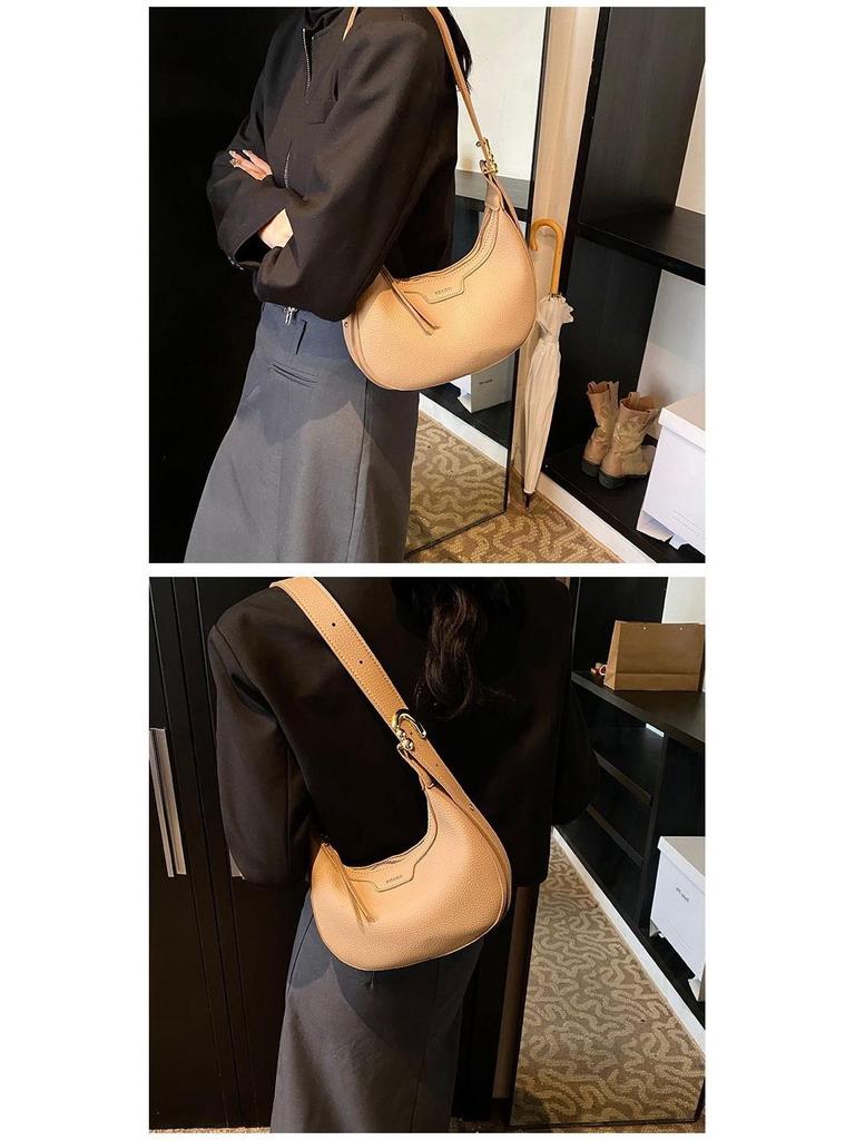 Korean Style Women's Versatile Half-Moon Crossbody Saddle Bag - 2025 Casual Fashion Crescent