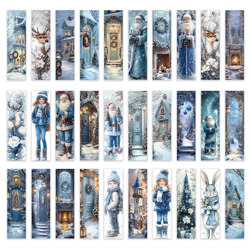 32pcs, Blue Christmas Bookmark, Back To School Season, Halloween, Teacher's Day, Suitable for Readers and Birthday Gifts.