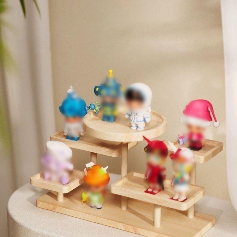 Space Save Wooden Storage Display Rack Large Capacity Cosmetic Storage Tray  Doll Storage