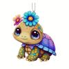 Acrylic Flat Fun Turtle Flower Car Ornament For Playful And Bright Interiors Car
