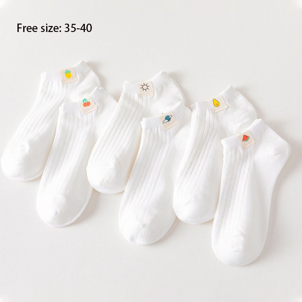 Fruit Pattern Decor Women Short Socks Shallow Mouth Tube Socks Sweat Absorption Boat Socks  Summer